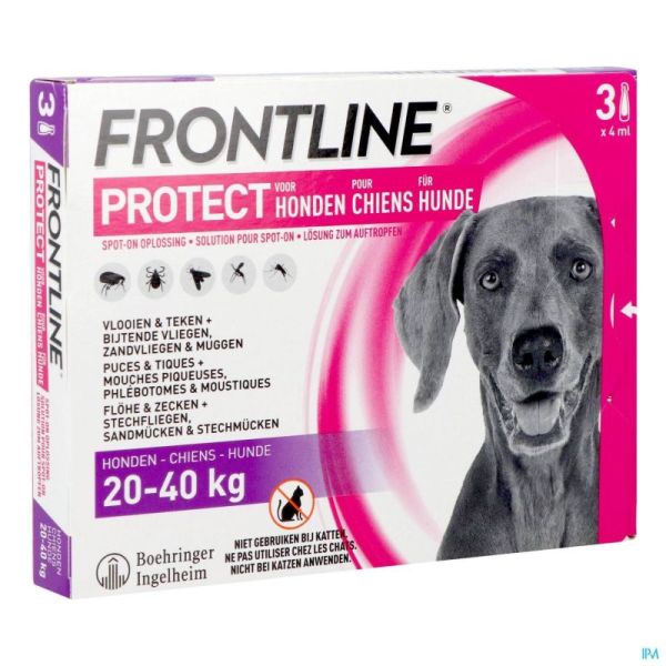 Frontline Protect Spot On pour Chien de 20 à 40kg 3 Pipettes