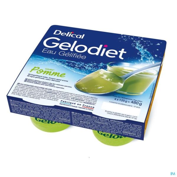 Gelodiet Eau Gel Sucr Pomme Verte 4x120