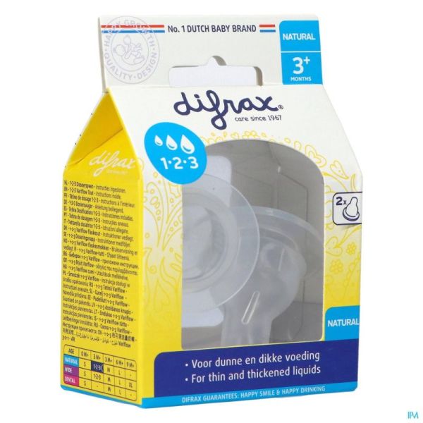 Difrax Tétine Natural 1-2-3 2 Pièces