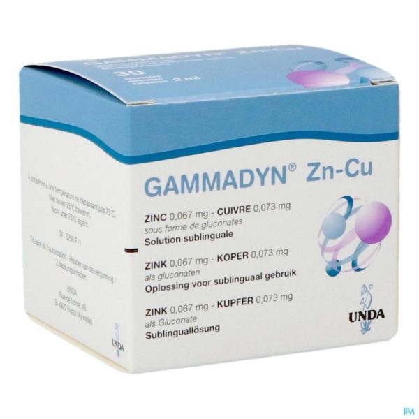 Unda Gammadyn Zinc-cuivre 30 Ampoules