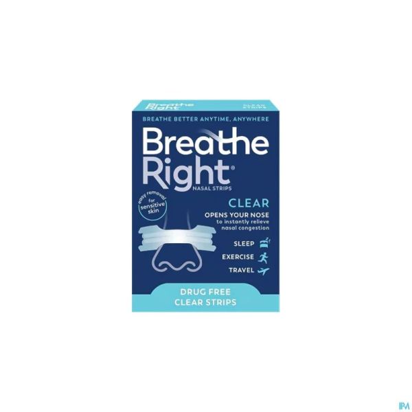 Breathe Right Bandelettes Nasales Clear/Transparentes 30 Pièces