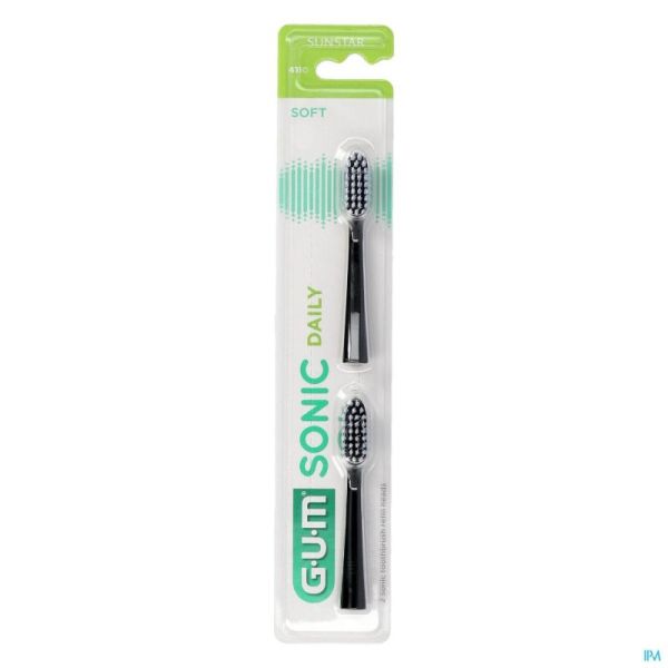 Gum Sonic Daily Brosse Dents Pile Tetesbrosse Noir