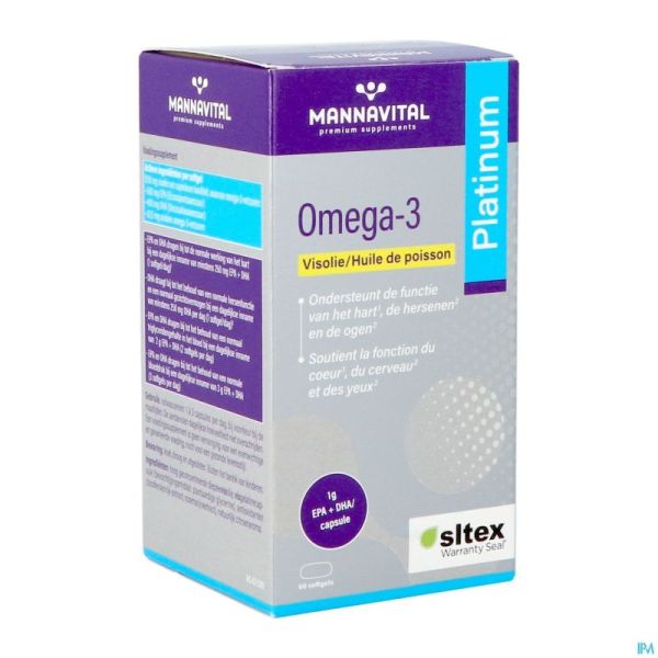 Mannavital Omega 3 Huile Poisson Softgels 60