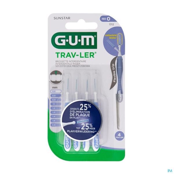 Gum Proxabrush Travel 0,6mm 1312 4 Pièces