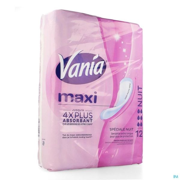 Serviettes Hygiéniques Vania Maxi Nuit 12 Pièces