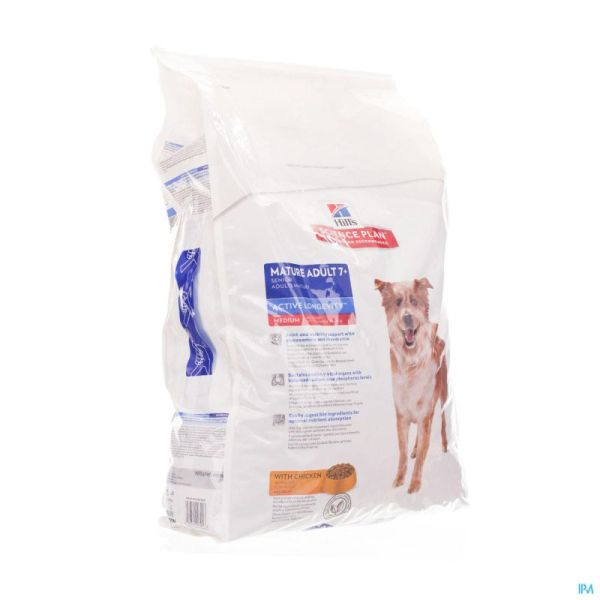 Hills Science Plan Chien Mat Adult Active Longevity Medium Breed Poulet Croquettes