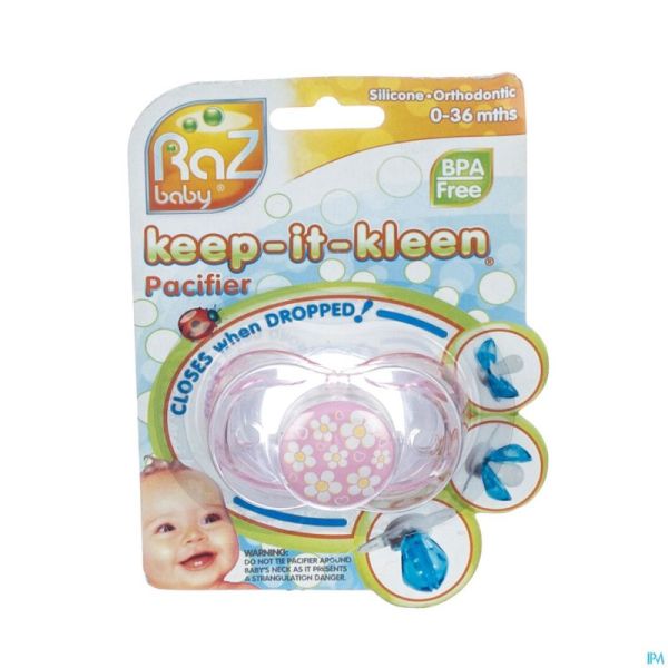 Raz Baby Keep It Clean Fopsp Pink+flower/heart