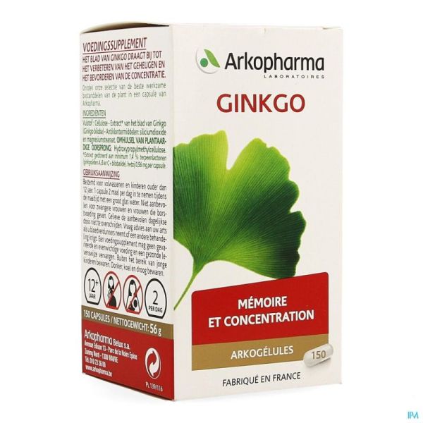 Arkogelules Ginkgo Biloba 150 Gélules