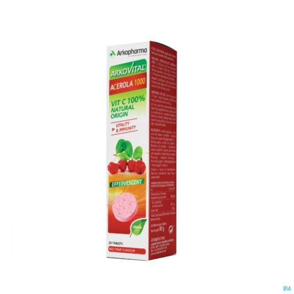 Arkovital Acerola 1000 Effervescent Vitamine C 20 Comprimés Effervescents