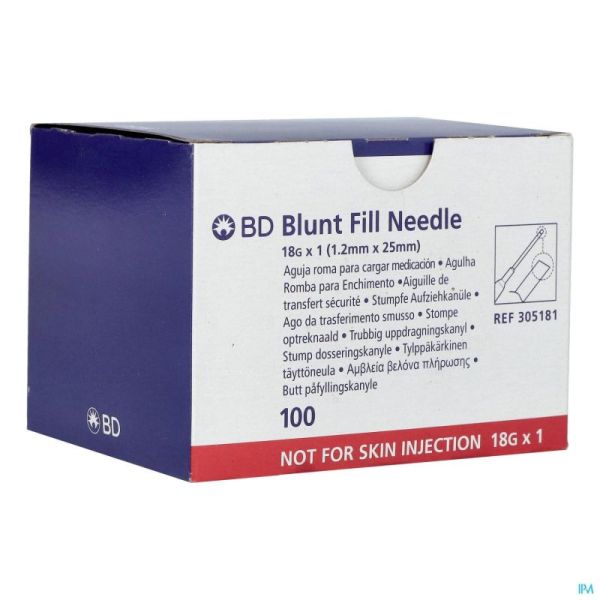 Bd Blunt Fill Aiguille Non Biseautee 18g 25mm 100