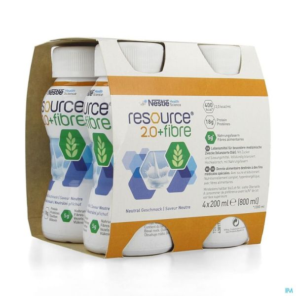 Resource 2.0 + Fibre Neutre 200 Ml 4 Pièce