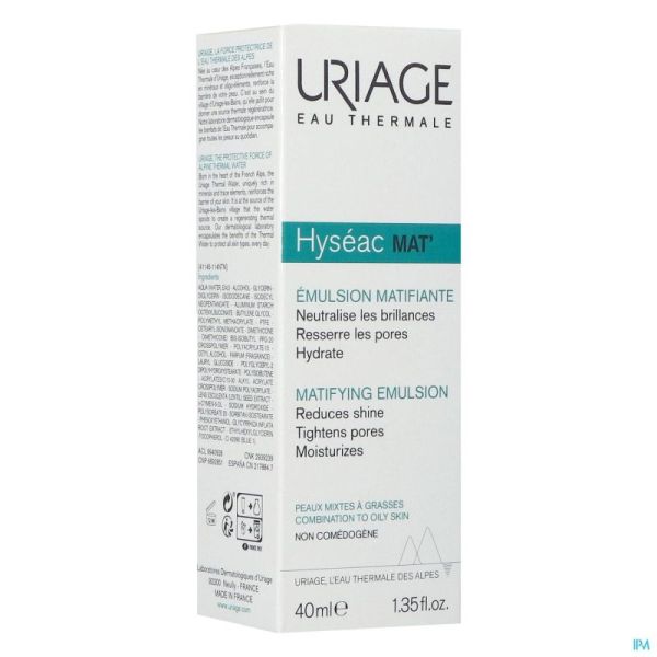 Uriage Hyseac Mat Gel Crème Peaux Grasses 40 Ml