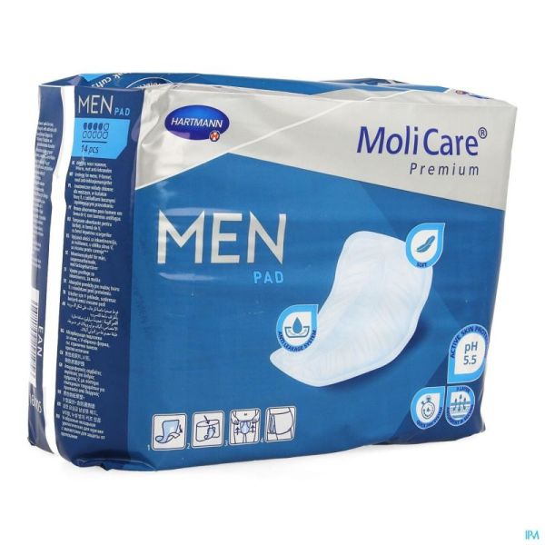 Molicare Premium Men Pad 4 Gouttes 34x18cm 14 Protections