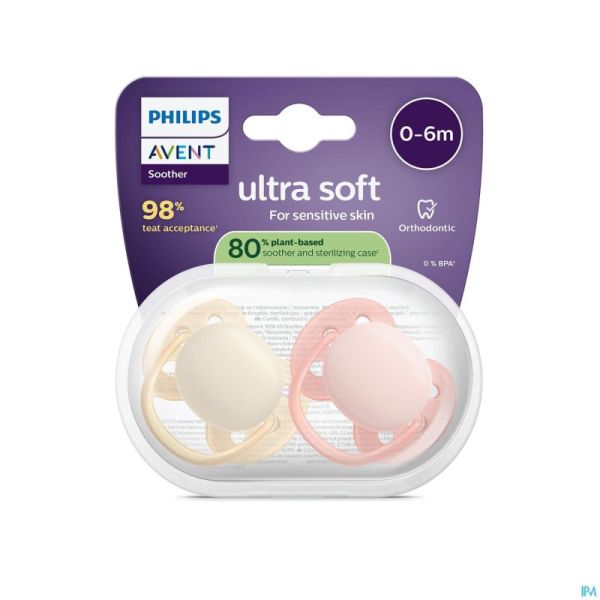 Philips Avent Sucette +0m Soft Rose/beige 2