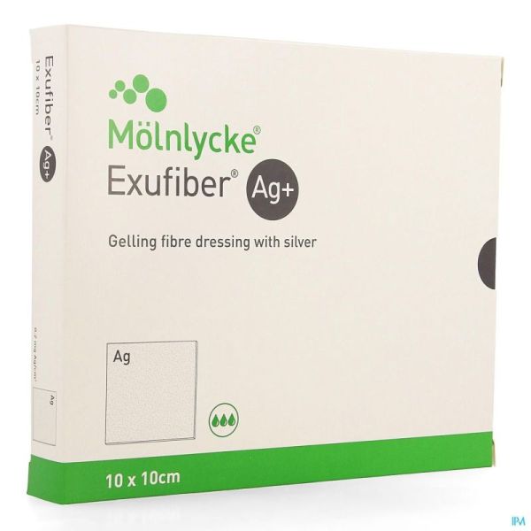 Exufiber Ag Gel.fibre Dressing Ster 10 X 10cm 10