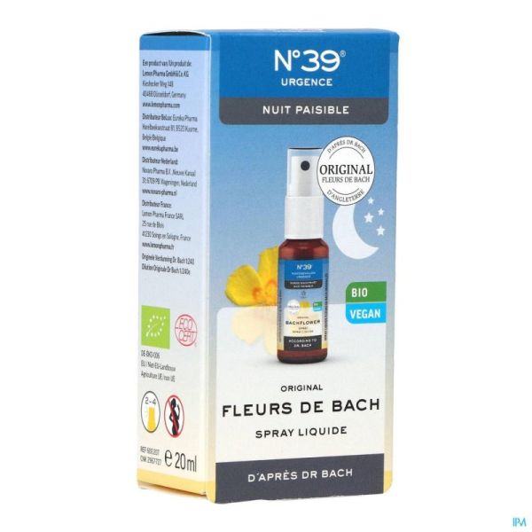 Fleurs de Bach Bio N°39 Urgence Nuit Spray 20ml