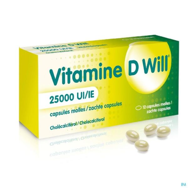 Vitamine D Will 25000ui Gélules Molle 12