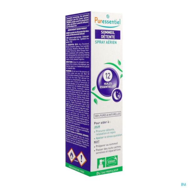 Puressentiel Sommeil Détente Spray 12 Huiles essentielles 75 Ml