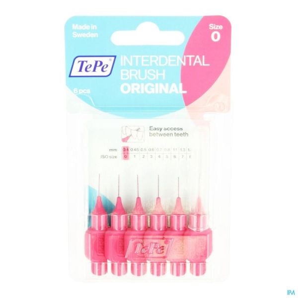 Tepe Interdental Brush 0, 4mm Pink 6 Pièce
