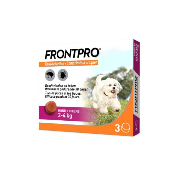 Frontpro 11mg pour Chiens de 2-4kg 3 Comprimés à Croquer Antipuces et Tiques