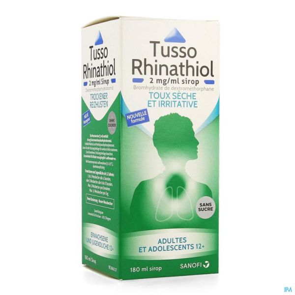 Tusso Rhinathiol 2mg/ml Sirop Adultes Sans Sucre 180ml