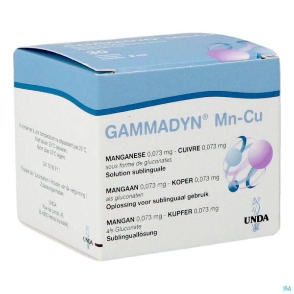 Unda Gammadyn Mangan-cuivre 30 Ampoules