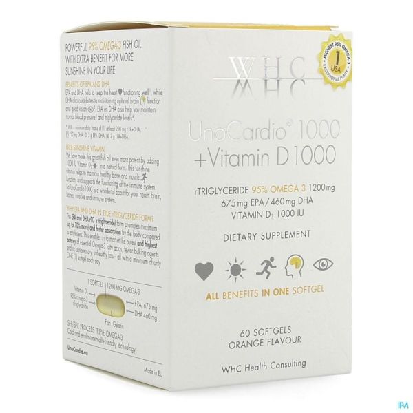 Unocardio 1000 + Vit D3 60 Gélules