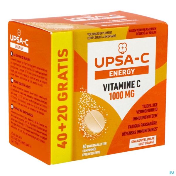 Upsa C Energy 1000mg 60 Comprimés Effervescents