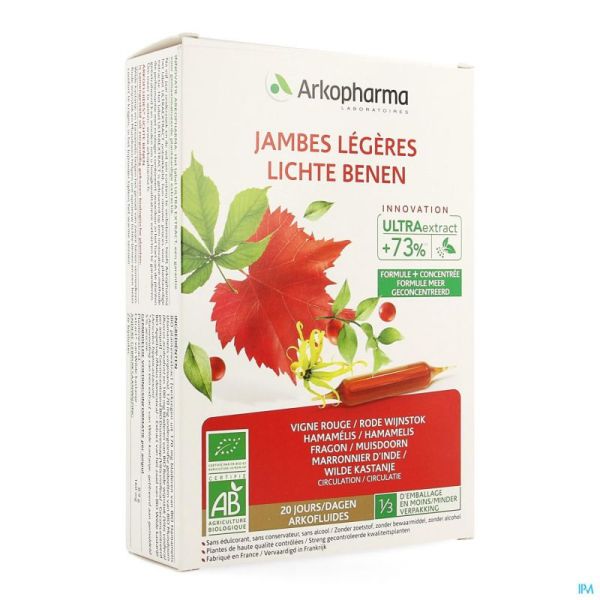 Arkofluide Jambes Legeres Bio  Ampoules 20