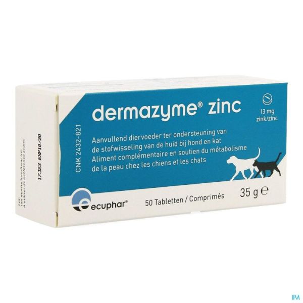 Dermazyme Zinc Vétérinaire 50 Comprimés