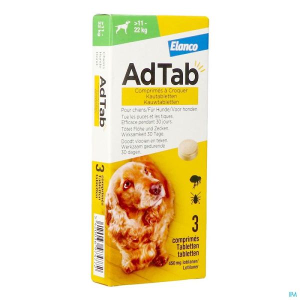 Adtab 450mg Chien >11kg-22kg Comprimés A Croquer 3