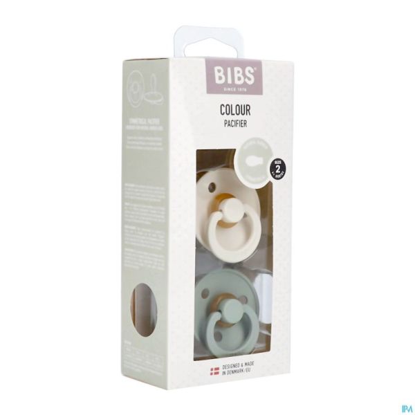 Bibs 2 Sucette Symmetric Duo Sage/ivory