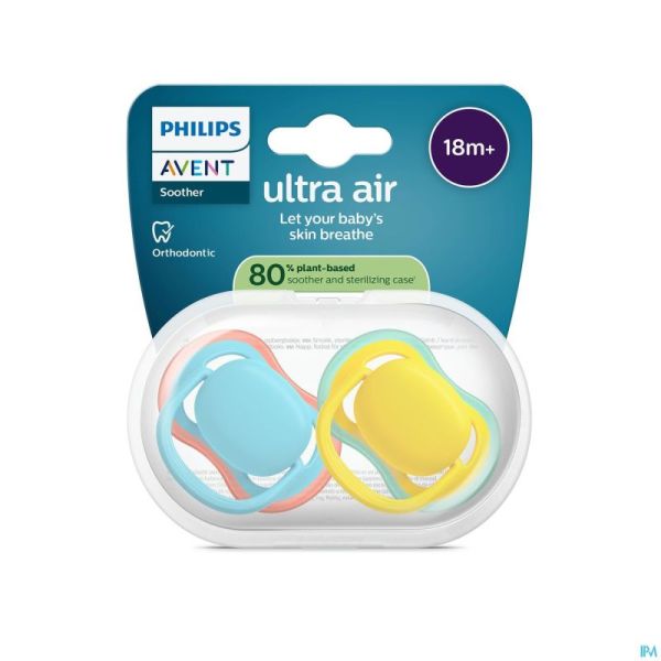 Philips Avent Sucette +18m Air Jaune/turqouise 2