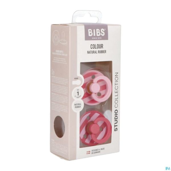 Bibs 1 Sucette Duo Block Baby Pink