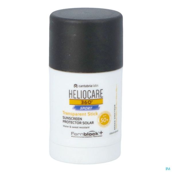 Heliocare 360° Sport Transparent Stick Solaire Lèvres et Visage Spf50+ 25gr