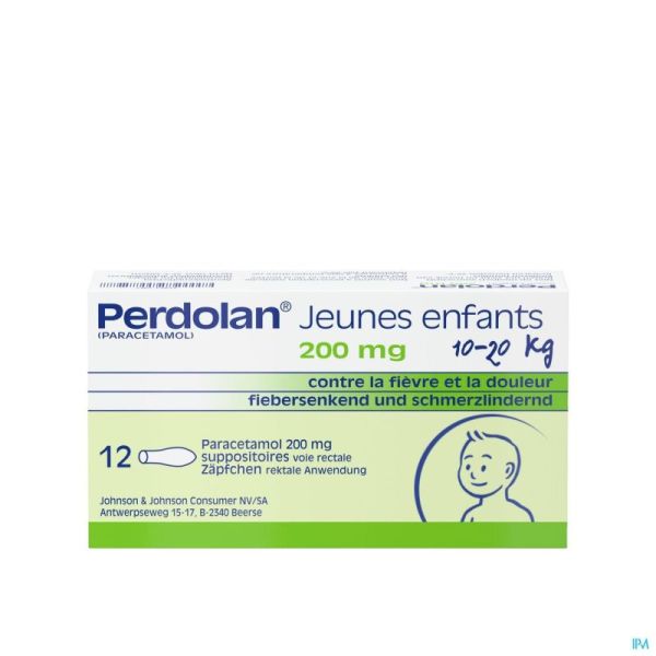 Perdolan Enfants Jeunes 12 Suppositoires 200 Mg