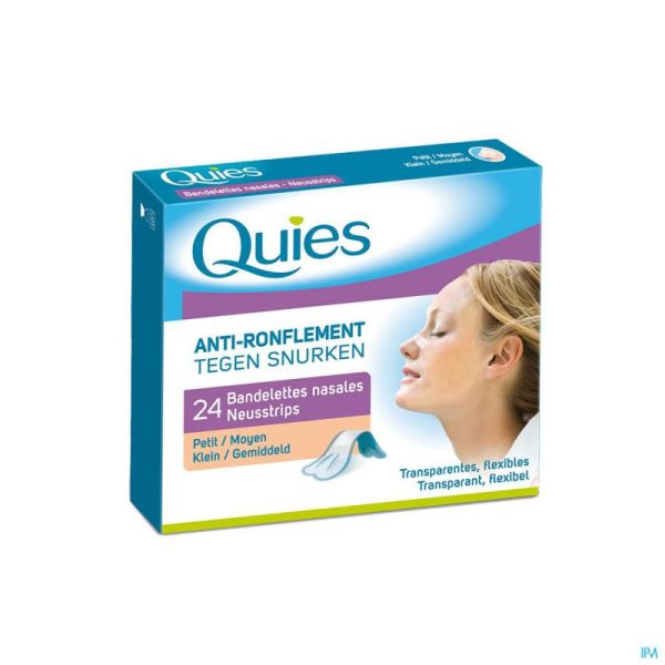 Quies Anti-Ronflement Bandelettes Nasales Petit Moyen 24 Strips