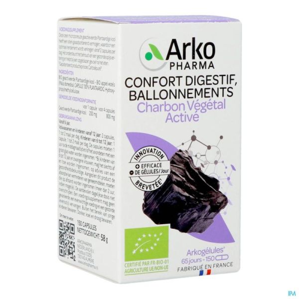 Arkogelules Charbon Vegetal Bio Gélules 150