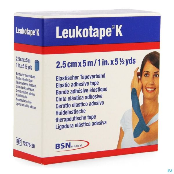 Leukotape K Bande Adh Elast Bleu 2,5cmx5m 1