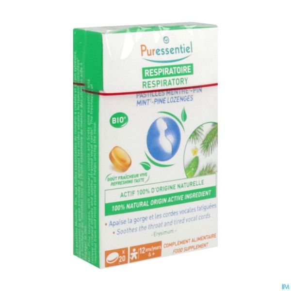 Puressentiel Respiratoire Menthe Pin Pastilles 20