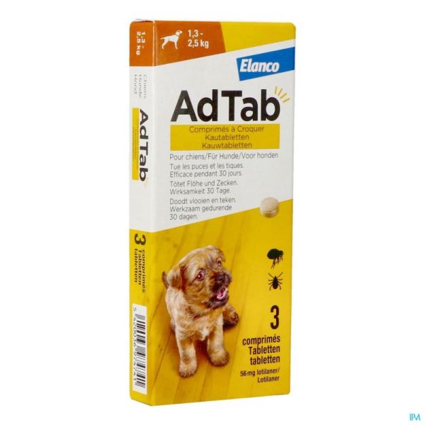 Adtab 56mg Chien >1,3kg-2,5kg Comprimés A Croquer 3