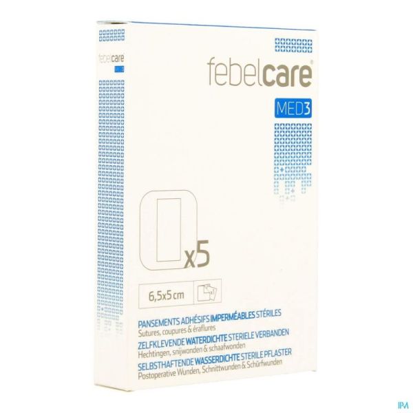 Febelcare Med3 Pansements Adhésifs Stériles Waterproof 6,5x 5,0cm 5