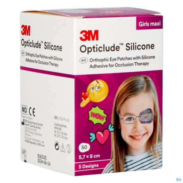 Opticlude Silicone Pansement Orthoptique Maxi Girls 57mm X 80mm