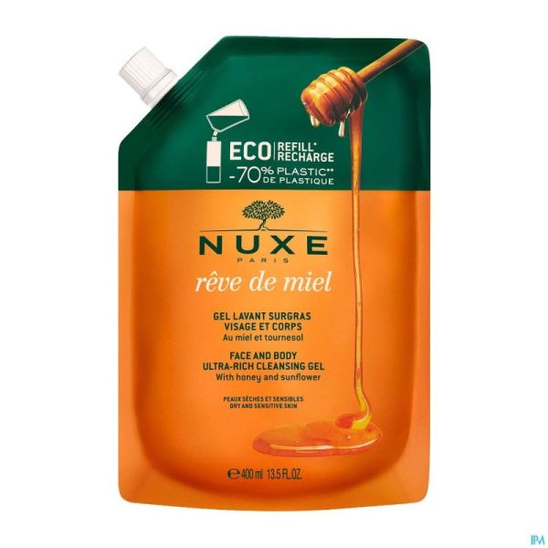 Nuxe Rêve De Miel Gel Lavant Surgras Visage et Corps Eco Recharge 400ml
