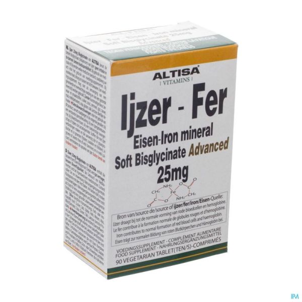 Altisa Fer Bisglycinate 25mg Comprimés 90