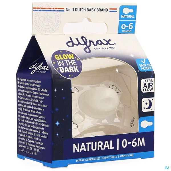 Difrax Sucette Natural Nuit 0-6m 1 Pièce
