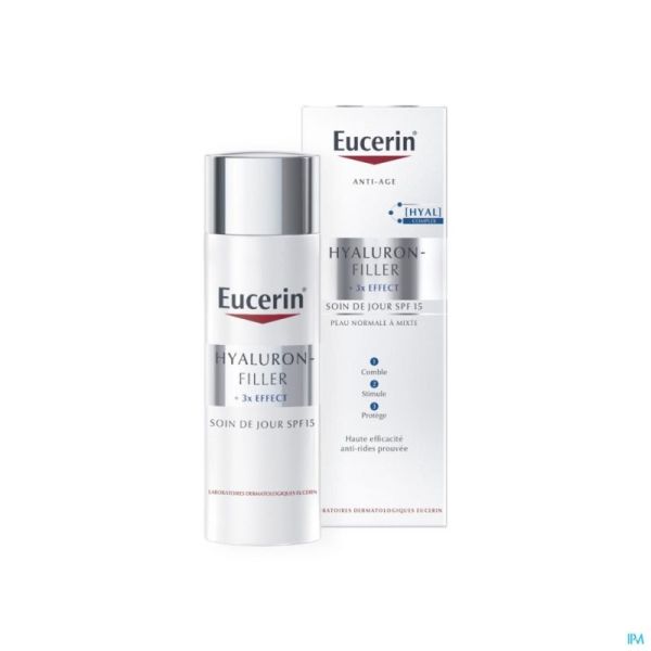 Eucerin Hyaluron-filler 3x Effect Crème de Jour Ip15 Peaux Normales à Mixtes 50ml