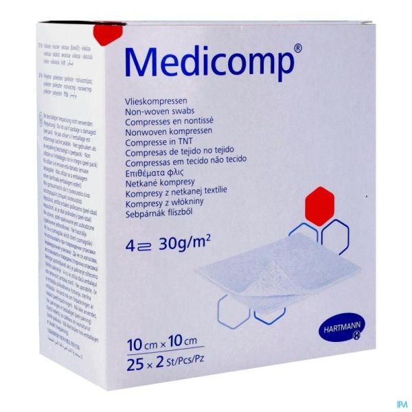 Medicomp Compresses Stériles  4 Plis 10x10cm 30g 25x2