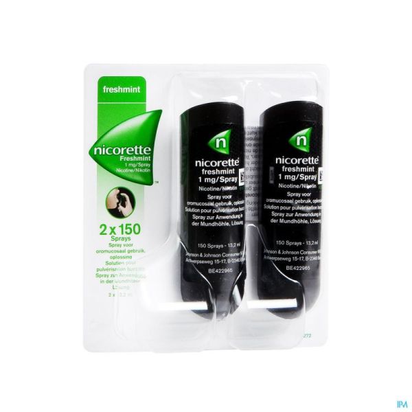 Nicorette Freshmint Spray 1 Mg 2  x150 Doses Duopack
