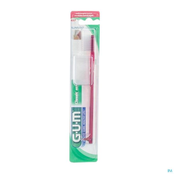 Gum Toothbrush 407 Brosse à Dents Classic Soft 4vs 1 Pièce